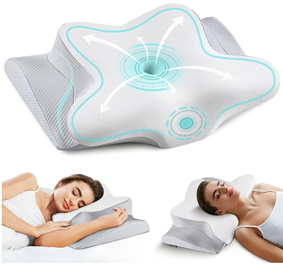 Cervical Neck Pillow for Pain Relief, Memory Foam Contour Orthopedic Pillow, Ergonomic Cooling Neck Support Pillow for Side Back Stomach Sleepers, Bed Pillow for Sleeping Comfort
