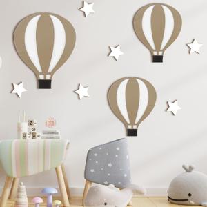 Soaoo Set of 9 Hot Air Balloon Decorations Nursery Wall Decor Boho Wooden Sign Hot Air Balloon Nursery Baby Shower Decorations for Bedroom Classroom Playroom Wall Art