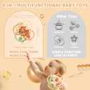 Baby Sensory Teething Toys, Baby Montessori Teether Toys for 0 3 6 9 12 18 Months, Silicone Tummy Time Toy with Rattle Ball for Newborn Infant, Learning Delopmental Gift for Boys Girls, Brown