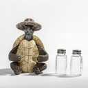 Decorative Turtle Salt & Pepper Shakers Set with Glass Jars