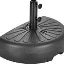FLAME&SHADE 73lb Half Round Water Fillable Base Stand Weight for Patio Market Table Umbrella Outdoor, Black