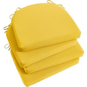 Basic Beyond Outdoor Chair Cushions Set of 4, Outdoor Cushions for Patio Furniture, Water Resistant Patio Chair Cushions with 2 Ties, 17x16x2, Yellow