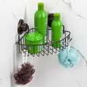 HASKO accessories Suction Cup Corner Shower Caddy - 304 Stainless Steel Shower Shelf - Adhesive 3M Stick Discs Included - Bathroom Caddy with Hooks - No Drilling Bathtub Storage Organizer (Bronze)