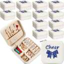 Tondiamo 12 Pcs Cheer Gifts Bulk Jewelry Boxes for Team Cheer Bow Travel Storage Organizers with Lid Inspirational Appreciation Gifts for Team Women Employee Teammates Birthday Party Favors