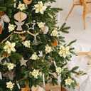 Geefuun 28PCS Christmas Tree Decorations: Poinsettias Artificial Flowers Ornaments Xmas Gold Glitter Flower with Clips