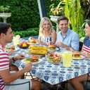 Smiry Rectangle Table Cloth Cover, Waterproof Elastic Fitted Picnic Tablecloth for 5 Foot Tables, Wipeable Flannel Backed Vinyl Tablecloths for Camping, Dining, Outdoor (Navy & Green, 30" x 60")