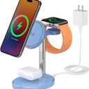 3 in 1 Wireless Charging Station,Detachable Apple Watch Charger & 15W Charger Stand for MagSafe for iPhone, Wireless Charger for Multiple Devices iPhone 16/15/14/13&Watch&AirPodsBlue