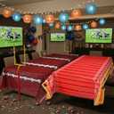 Oudain 2 Pack Football Party Decorations Disposable Football Tablecloth Red and Gold Plastic Touchdown Table Cover Red and Gold Decoration Runner for Birthday Game Day Party Games Decor 54 x 108 Inch