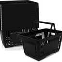 12 x 12PCS Shopping Baskets with Handles, 21L Durable Plastic Shopping Cart, Portable Grocery Basket for Supermarket Retail Shop Book Store Laundry, Black
