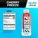 PRIME Hydration CHERRY FREEZE, Sports Drinks with Coconut Water, Electrolyte Enhanced to Replenish Fluids, Zero Added Sugar, B Vitamins, Antioxidants, Made with Natural Flavors, 16.9 Fl Oz 12 Pack