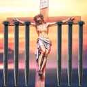 Sosation 6 Pcs Crucifix Iron Nails Passion of Jesus Christ Crucifixion Nails Metal Steel Replica Crucifixion Tack Roman Flat Head Tack for Church Christian Home Christmas Easter (6 Inch)