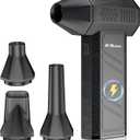 Compressed Air Duster, 180000RPM Electric Air Duster, Rechargeable Cordless Air Blower with 3-Gear Turbo Fan, Canned Air Alternative for Keyboard, PC, Computer, Car, Home & Outdoor Use (Pure Black)