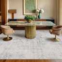 Farmhouse Dining Room Rugs for Under Table - 8x10 Washable Light Blue Area Rug for Living Room, Bedroom, Waterproof & Stain Resistance