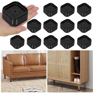 12 Pack Furniture Risers Adjustable Bed Risers 1 Inch Heavy Duty for Couch Desk Leg Chair Sofa Cabinet Bed Leg Risers,Square Stackable Bed Risers Lift Height 1, 2 or 3 Inch, Black