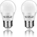 NETEHA 2 Pack A15 6W 120V E26 Base Small LED Refrigerator Light Bulb, Non-Dimmable 60W Equivalent 2700K Warm White A15/G45 Shape LED Appliance Bulb for Ceiling Fan and Lighting Fixtures, 2700k Warm White