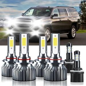 TXBILMOO Compatible For GMC Yukon XL 1500 2500 2000-2006 9005 9006 High/Low Beam 880 Fog Light Bulbs, 32000LM 300% Brightness 6500K White with Cooling Fan, Plug and Play, IP68 Pack of 6