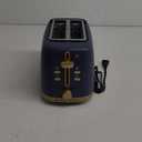 West Bend Timeless 2-Slice Toaster with 7 Browning Levels, Bagel/Waffle/Defrost Settings, High-Lift Lever, Anti-Jam, Easy-Clean Crumb Tray, 2-Slice, Blue/Gold