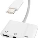 USB-C to 3.5mm Headphone Dongle 3 in 1 DAC Type C AUX Charging Jack Splitter Audio Cord Charger Adapter Compatible for Samsung Galaxy LG Pixel Apple iPhone 15 Pro Max Plus iPad 10Air4/5Mini6