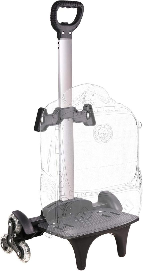 Backpack Trolley, Wheeled Cart Aluminum Alloy, Folding Trolley Cart for Schoolbag, 6 Wheels Luggage Cart