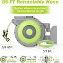 5/8" x 85 ft Retractable Garden Hose Reel, Wall Mount Retractable Water Hose with 10 Pattern Hose Nozzle, Any Length Lock/180 Swivel Automatic Hose Reels for Outside Garden Watering