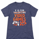 V is for Video Games Funny Valentines Gamer Boy Men Kids T-Shirt, Gray, Medium