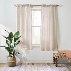 Valea Home Linen Curtains Panel 63 inch Long Light Filtering Rod Pocket Crude Drapes for Bedroom Living Room Farmhouse Window Treamtment Panels, Natural, 1 Panel