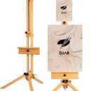 DJAR Tripod Easel for Painting, Foldable Beech Wood Artist Easel Stand, Holds 1 or 2 Canvases up to 75", Portable Floor Easel for Adults, Drawing, Landscape Painting, Display, Wedding Sign, Natural