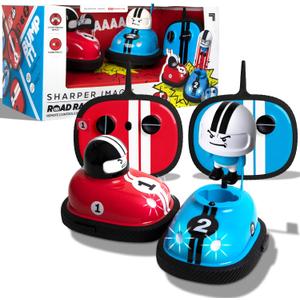 Sharper Image Road Rage RC Speed Bumper Cars, Mini Remote Controlled Ejector Vehicles, 2 Player Head to Head Battle, Crash into Opponents, 2.4 GHz, Red and Blue, Ages 6 and Up