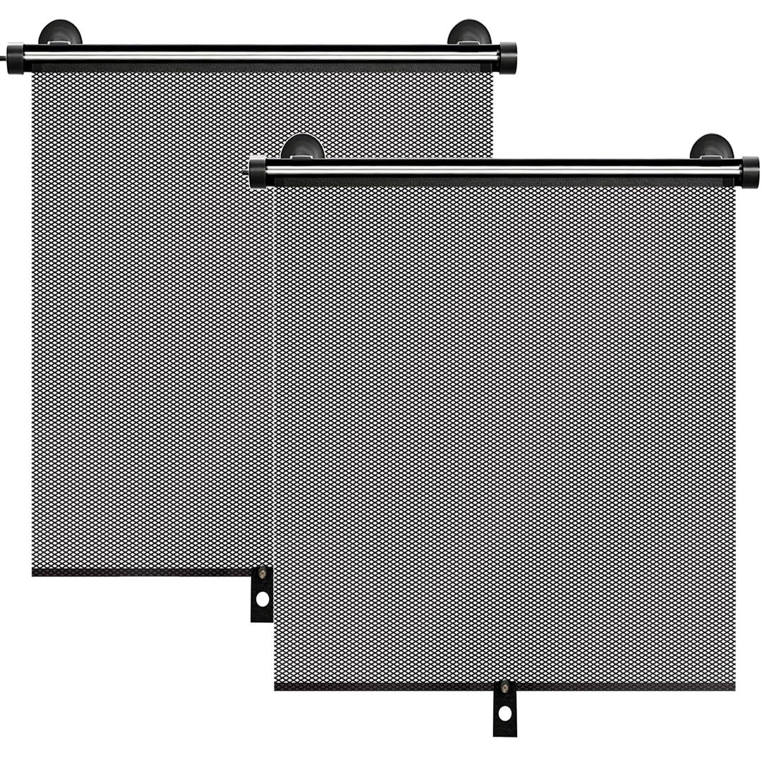 2 Pack Retractable Car Shades for Side Windows - Window Sun Shade for Car with Strong Suction Cups | Roller Shades UV Heat Block Sun Shade for Cars House Office Window (L:19.6"x19.6")