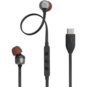 JBL Tune 310C - Wired Hi-Res in-Ear Headphones, Tangle-Free Flat Cable, 3-Button Remote with Microphone (Black)