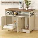 Halitaa Cat Litter Box Enclosure, Hidden Litter Box Furniture with Scratch Pad, Farmhouse Indoor Cat House Washroom End Table, White
