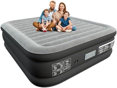 Xsleep 20" Queen Air Mattress with Built in Pump Upgraded Auto Stop Electric Air Pump Raised Luxurious Comfort 80"*60"*20"Queen Blow Up Mattress for Home and Guests 3 Mins Inflate/Deflate 660 lbs Max