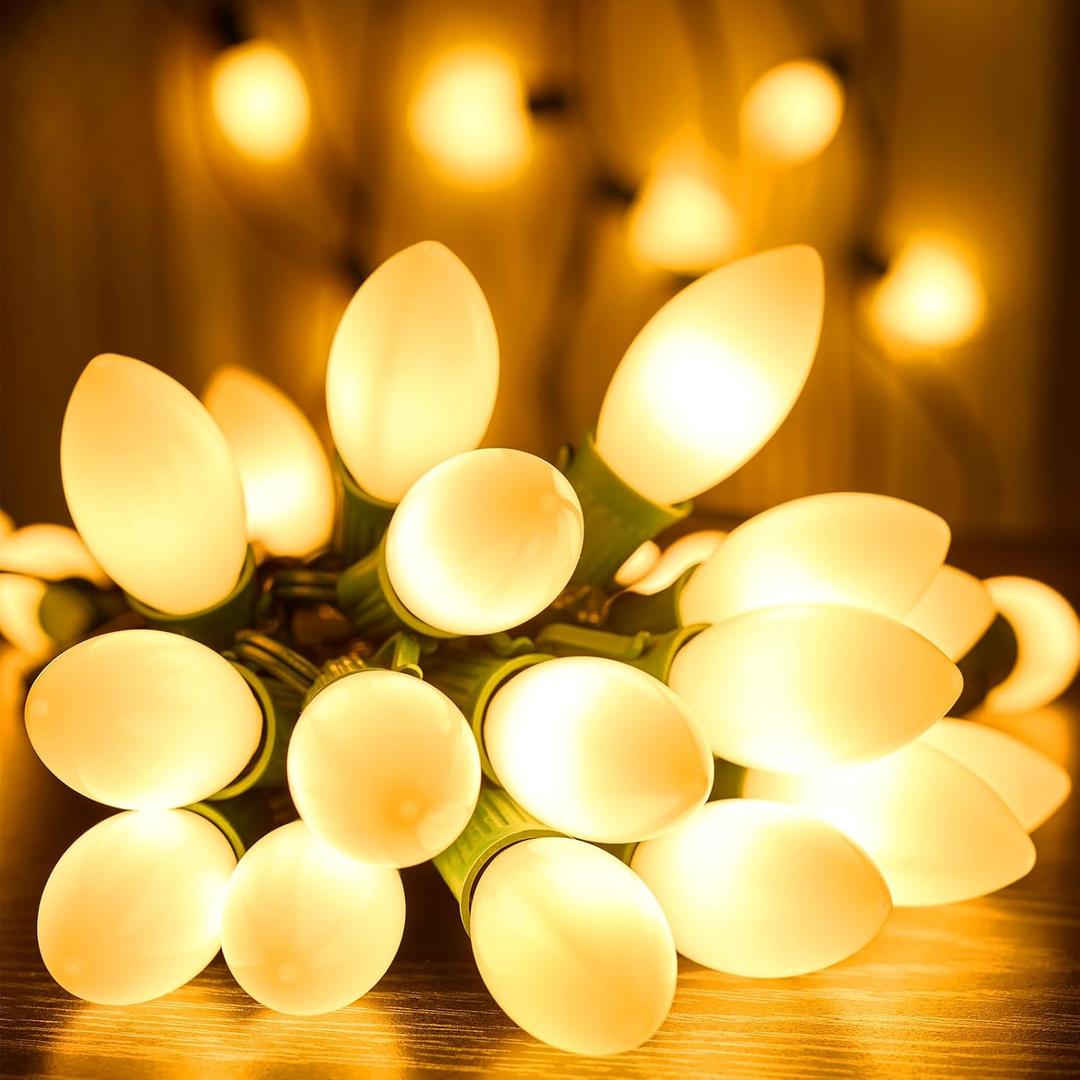 C9 LED Multicolor Christmas Lights Outdoor, 25Ft C9 Vintage Christmas Lights Waterproof with 26 LED Colorful Bulbs, Outdoor Christmas Decorations String Lights for Patio Garden Roofline Holiday Party