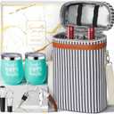 Birthday Gifts for Women Men - Mothers Day Wine Gift Baskets For Woman Mom, Her, Women, Friend, Wine Lovers, Self Care Package, Insulated Wines Tote Bag Carrier w/ Tumblers & Wines Accessories Set