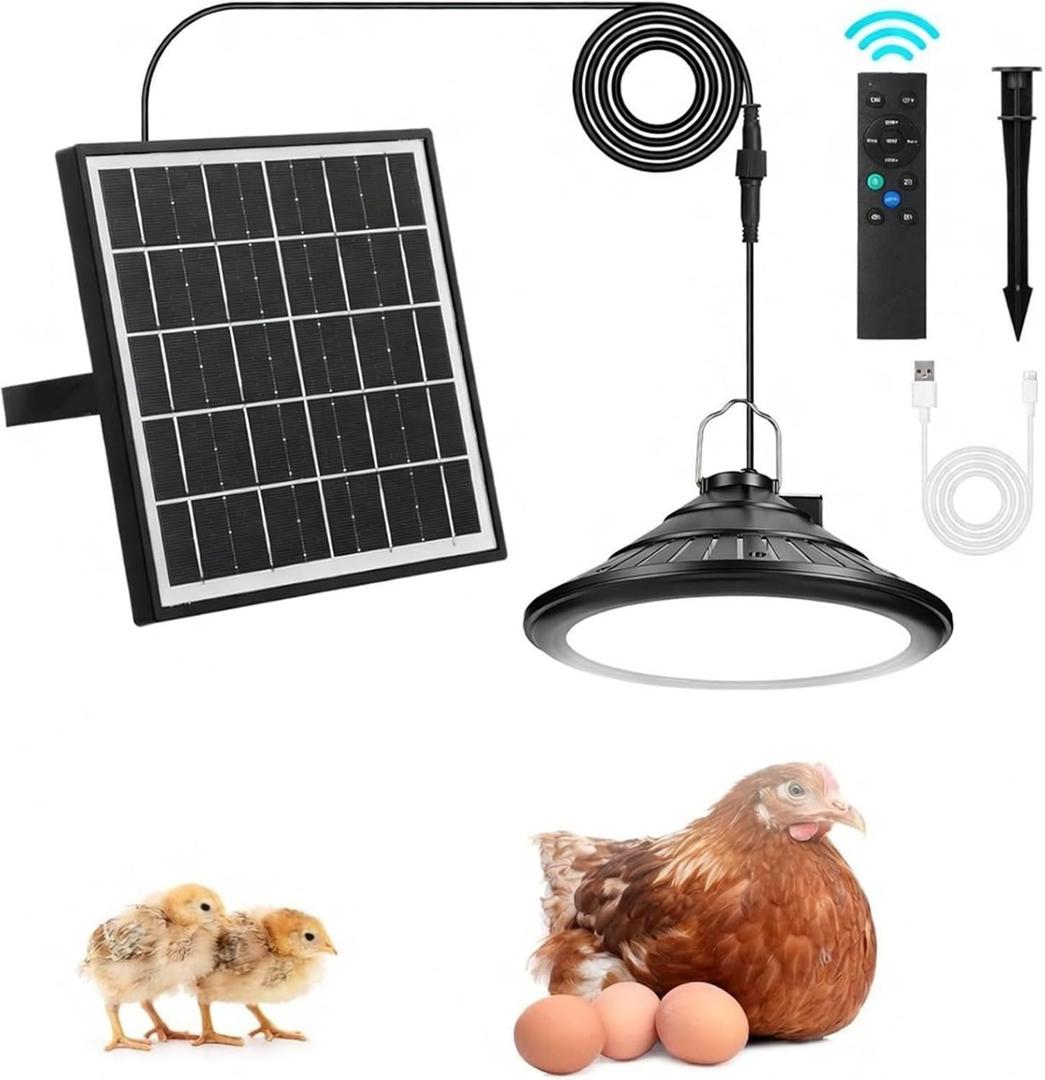 Solar Chicken Coop Light with Timer, 2 Pcs Adjustable Heavy Chicken Poop Scooper and 11 Tooth Coop Rake Set, 10 Pcs 11.8 x 11.8 Inch Natural Laying Hen Nesting Pads for Most Nesting Boxes