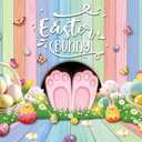 Easter Bunny Backdrop Colourful Wood Eggs Rabbit Butterfly Floral Spring Photography Background Adult Kids Baby Shower Birthday Party Decoration Easter Banner Photo Props (7x5FT)