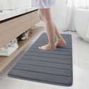 Buganda Memory Foam Bath Mat, 55" x 24", Ultra Soft and Non-Slip Bathroom Rugs, Water Absorbent and Machine Washable Bath Rug Runner for Bathroom, Shower, and Tub, Dark Grey