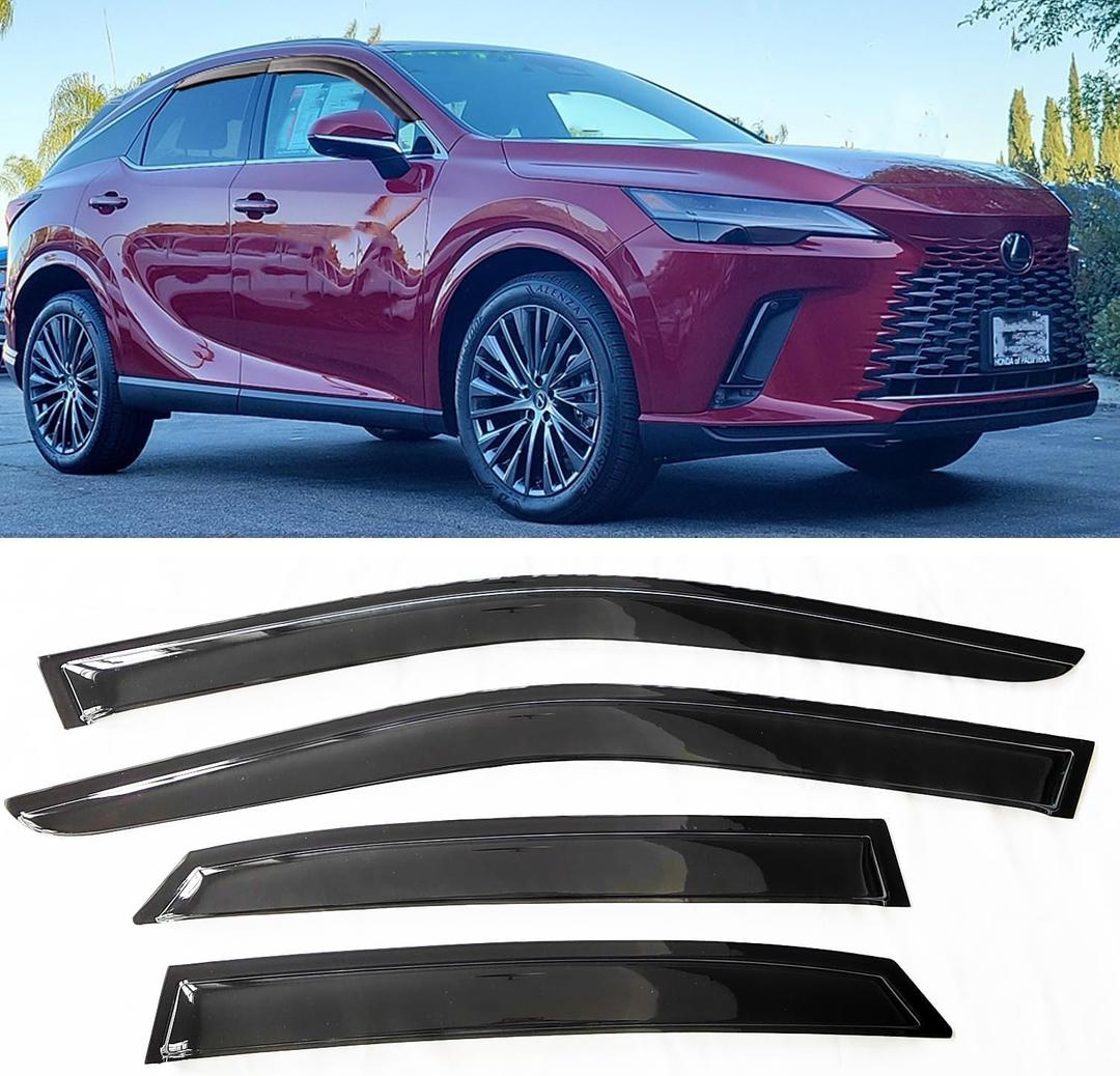Window Visors Rain Guards Deflectors for Lexus RX350/RX350h/RX500h 2023-2026| Weather Shields | 4PC Smoke Tinted Side Vent Window Visors Wind Deflectors Sun Shade | No Drill Adhesive Tape