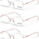 LUFF Rimless Reading Glasses for Women Blue Light Blocking Lightweight Metal Classic Computer Readers Anti Eyestrain (3pc-pink)