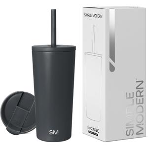 Simple Modern Insulated Tumbler with Lid and Straw | Iced Coffee Cup Reusable Stainless Steel Water Bottle Travel Mug | Gifts for Women Men Her Him | Classic Collection | 20oz | Graphite