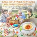 Inflatable Baby Seat with Tray, Blow up Infant Chair for Babies 3 Months and up, Comfortable Baby Floor Seats for Sitting Up, Built in Air Pump with Back Support Toddler Waterproof Sofa (Dinosaur)