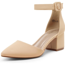 DREAM PAIRS ANNEE Pointed Toe Low Chunky Heels Pump Shoes 7