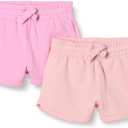 Amazon Essentials Girls and Toddlers' SweatShorts, Pack of 2 (4T, Light Pink/Pink) L