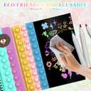 Pop Fidget Erasable Doodle Book,Pop Bubble Fidget Sensory Drawing Book with 12 Watercolor Pens,Car Ride Airplane Activities for Girls Boys Ages 3,4,5,6 (Silicone, Multi Bear)