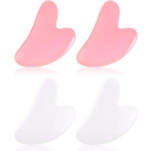 Gua Sha Tool for Face and Body, Facial & Neck Massager to Eliminate Puffiness, Prevent Wrinkles, Boost Complexion, SPA Skin Care Gift for Women (Pink,White)