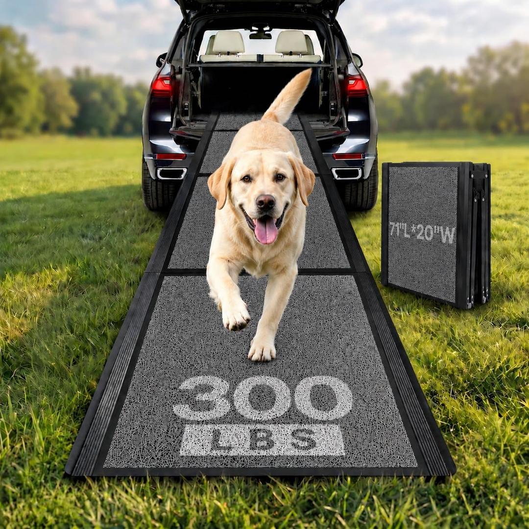 Dog Ramp for Large Pets, 71" L x 20" W, 300LBS Capacities Aluminum Pet Ramp