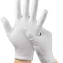 5Pairs (10Pcs) Moisturizing Gloves Overnight for Men and Women, Washable SPA White Cotton Gloves for Dry Hands Eczema Work Inspection Service Performance