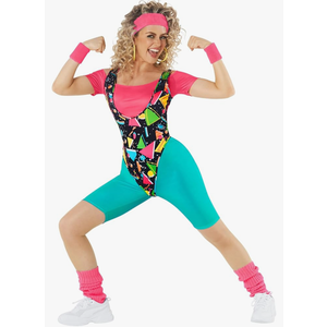 Morph 80s Workout Outfit for Women 90s Retro Workout Outfits 80 s Aerobics Outfit Halloween Costume for Womens, Medium
