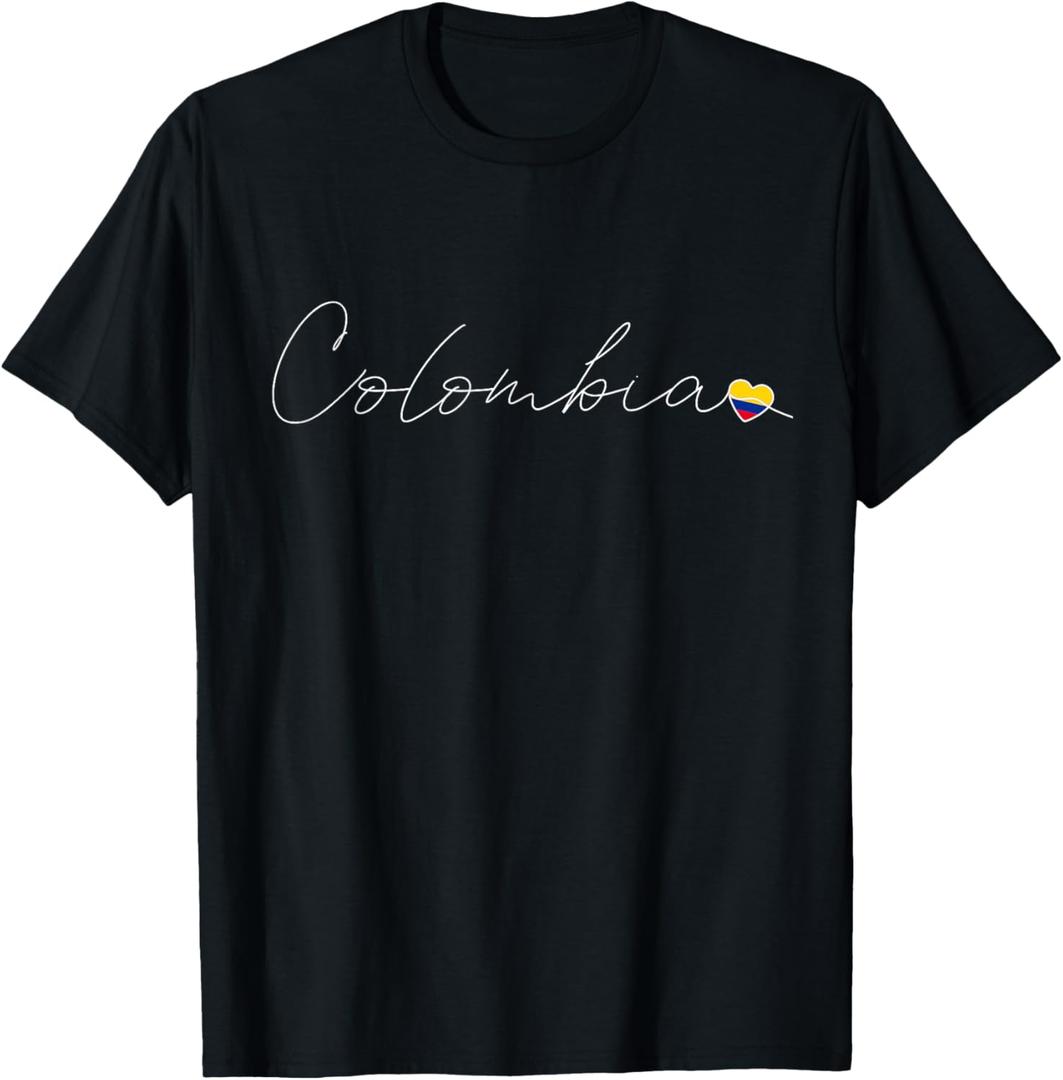 Colombia Simple Love Colombian Flag Heart on Colombia T-Shirt, L