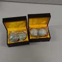 Lyellfe Set of 4 Marble Stone Baoding Balls, 2 Inch Meditation Balls with Box, Chinese Health Exercise Massage Ball for Hands, Stress Relief, Jade Green